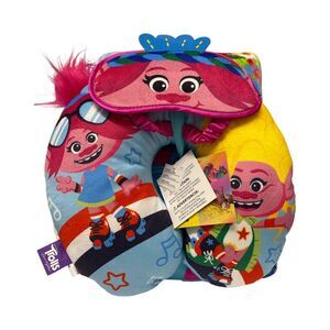 Trolls - Licensed 3-Piece Kids Character Travel Set, with Neck Pillow, Throw, &